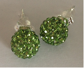 925 Green Crystal 8mm Shamballa Earrings